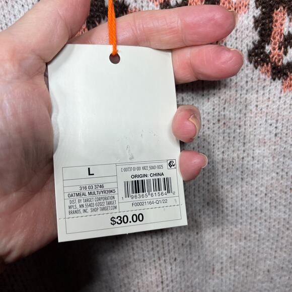 Knox Rose NWT Sweater Cottagecore Floral Blush Pink Oatmeal Casual Acrylic L $30 - Picture 7 of 7